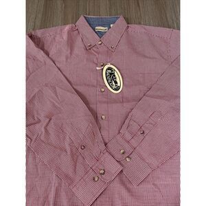 Backpacker Shirt Mens 2XL Red Plaid Cotton Long‎ Sleeve Hiking Outdoor Camp
